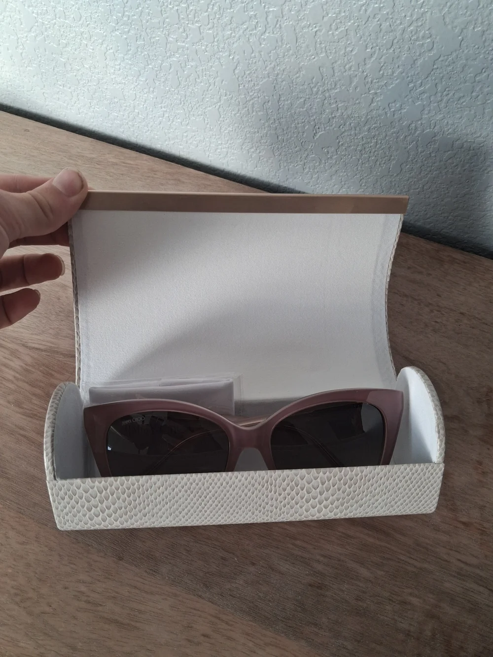 Jimmy Choo Mauve Cat-Eye Sunglasses with Cream Case